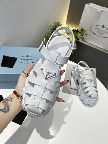 Prada 2022 The latest spring and summer sawnooth Roman woven thick-soled rubber sandals 35-40-0c6b2cc2